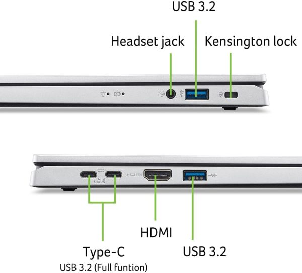 Acer 宏碁 Aspire 15 Slim 筆記型電腦 AG15-32P-39R2 | 15.6 吋 FHD (1920 x 1080) IPS 顯示器 | 8 核心 Intel Core 3 N355 處理器 | Intel Graphics | 8GB DDR5 RAM | 128GB HD | Wi-Fi 6 | Windows 11 Home - Image 2