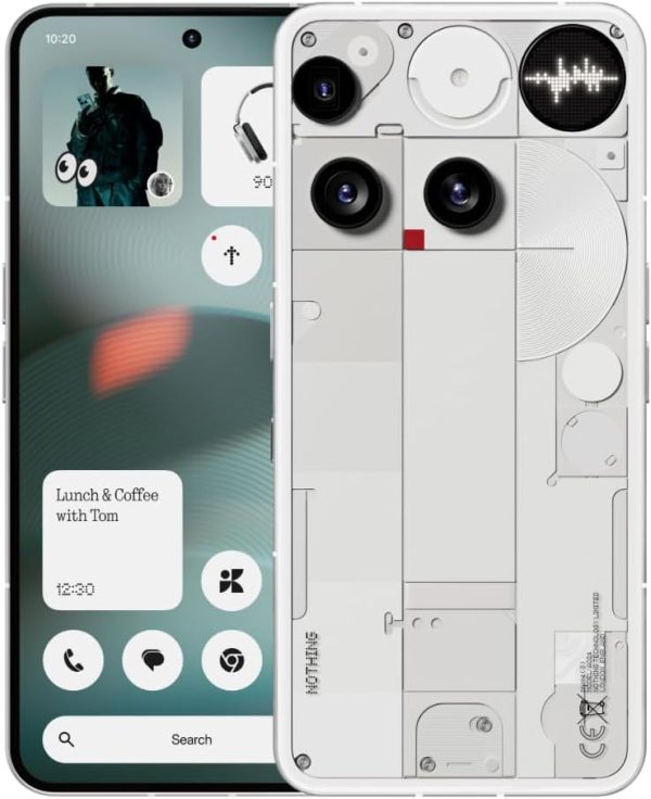 Nothing Phone (3) 手機 2025 全新 5G 解鎖手機 512GB,Android 15,Snapdragon 8s Gen4,AI 手機,附四個 50MP 相機和AMOLED 顯示器,5150mAh, 字形介面,智慧型手機白色