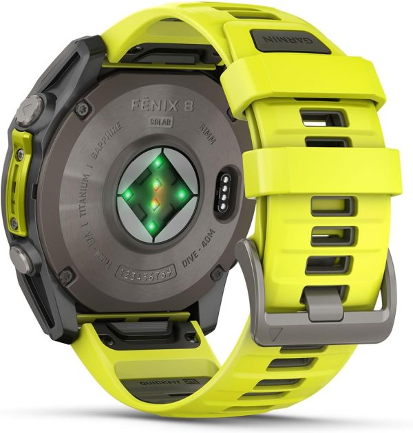 Garmin Fenix 8 太陽能藍寶石(51 毫米,鈦/安培黃色)多運動 GPS 智慧型手錶禮盒組 - 1.4 吋觸控螢幕,內建 LED 手電筒,附 PlayBetter 充電器、螢幕、轉接器、保護套 - Image 9