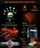 Tank 3 Pro 堅固智慧型手機 5G,Android 14 手機附投影機,36GB RAM+512GB ROM,7.7 吋防水解鎖手機 23800mAh, 2TB 擴展/OTG(僅限 T-Mobile&Verizon)