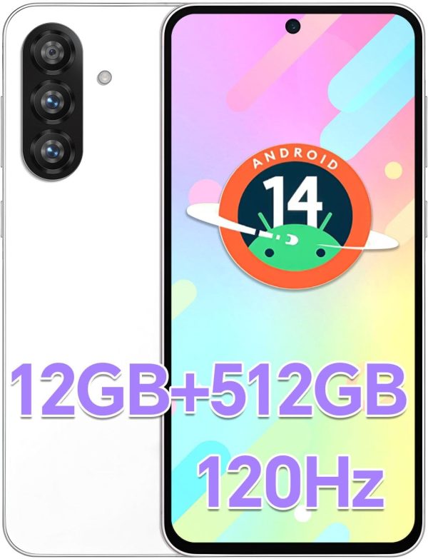 解鎖手機 R56 Ultra 5G,12+512GB 解鎖手機,48MP+108MP 雙攝像頭,5000mAh 電池,5G 雙SIM卡智慧型手機,7 吋 HD 螢幕,Android 14.0,Face ID/GPS(鈦白)