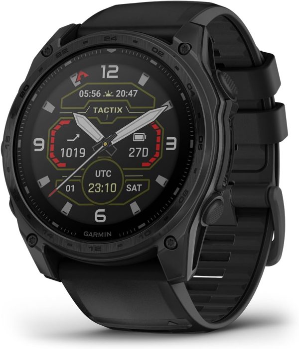 Garmin tactix® 8 51 公釐,太陽能充電顯示器,精英,高級戰術 GPS 智慧型手錶,包括應用彈道精英™ 求解器,鈦金屬錶圈,藍寶石鏡片,40 公尺潛水等級