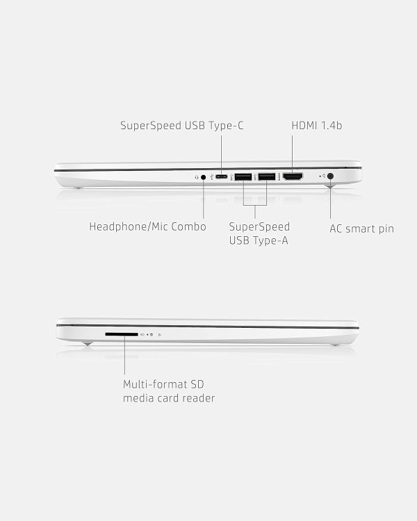 HP 14 筆記型電腦,Intel Celeron N4020,4 GB RAM,64 GB 儲存空間,14 吋微邊緣高清顯示器,Windows 11 家用,輕薄便攜,4K 圖形,Microsoft 365 一年(14-dq0040nr,雪花白) - Image 5