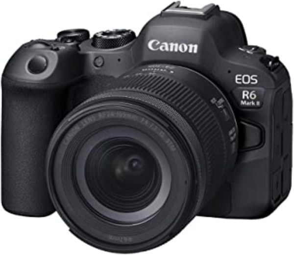 Canon 佳能 EOS R6 Mark II 無反光鏡相機 RF24-105mm F4-7.1 是 STM 鏡頭套件,全片幅混合式相機,2420 萬像素 CMOS 感應器,照片和視訊功能,黑色