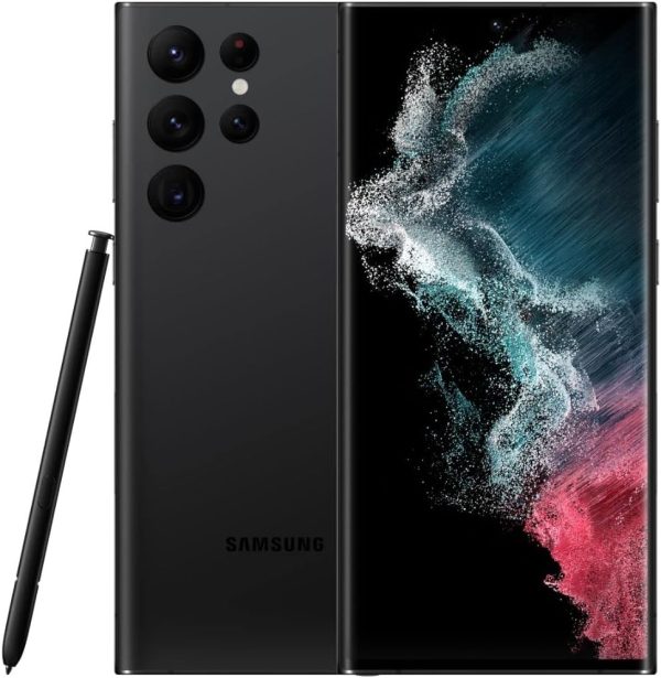 SAMSUNG 三星 Galaxy S22 Ultra 手機、原廠解鎖 Android 智慧型手機、512GB、8K 相機、最亮的顯示螢幕、S筆、電池壽命長、快速 4nm 處理器,美國版,2022 年,幻影黑