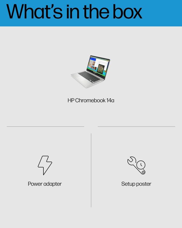 HP Chromebook 14 筆記型電腦,Intel Celeron N4120,4 GB RAM,64 GB eMMC,14 吋 HD 顯示器,Chrome OS,輕薄設計,4K 圖形,電池壽命長,灰灰色鍵盤(14a-na0226nr,2022,礦物銀) - Image 8
