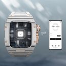 VERTU H1 男款智慧型手錶,碳纖維機械智慧型手錶,適用於 Android 的 1.8 英吋(約 4.8 公分)藍寶石顯示器,接聽/撥打電話,健身手錶,血氧,心率和 100 多種運動模式(白色和金色)