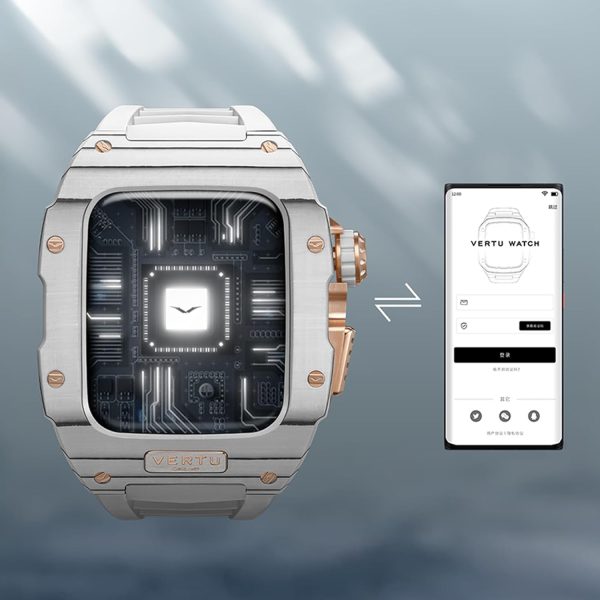 VERTU H1 男款智慧型手錶,碳纖維機械智慧型手錶,適用於 Android 的 1.8 英吋(約 4.8 公分)藍寶石顯示器,接聽/撥打電話,健身手錶,血氧,心率和 100 多種運動模式(白色和金色) - Image 6