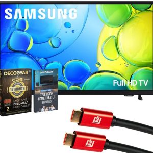 Samsung 三星 UN40F6000FFXZA 40 吋 1080P FHD F6000F 4K 智慧型電視(2025) 套組附劇院必備品、1 年 CPS 強化保護組和Deco Gear 6FT 4K HDMI 2.0 連接線