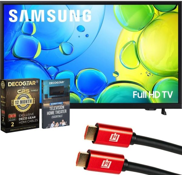Samsung 三星 UN40F6000FFXZA 40 吋 1080P FHD F6000F 4K 智慧型電視(2025) 套組附劇院必備品、1 年 CPS 強化保護組和Deco Gear 6FT 4K HDMI 2.0 連接線