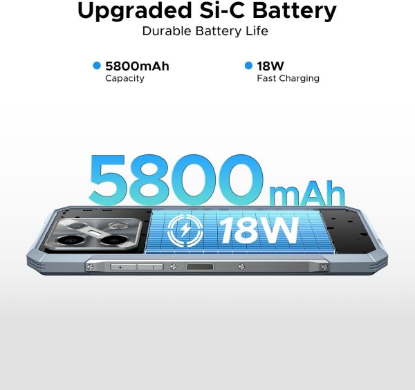 DOODEE Blade GT Pro 5G 堅固型手機,附 LED 燈光效果,32GB+512GB/2TB 堅固智慧型手機,7 吋 FHD+120Hz,5800 mAh Android 手機,100MP+32MP AI 相機/臉部和手指識別/NFC,黑色 - Image 5