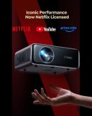 [Netflix 授權/支援 4K ] 智慧型戶外投影機 附 WiFi6 和藍牙,800ANSI 電影投影機 DoIby 音訊 帶雙喇叭 AI 自動對焦 內建應用程式 Proyector 升級 P62 Pro