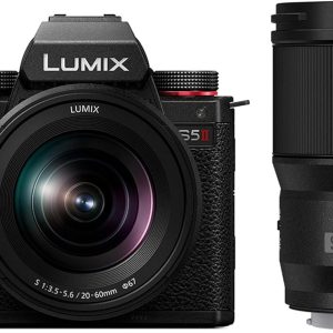 Panasonic LUMIX S5II 無反光鏡相機,24.2MP 全畫幅,相位混合自動對焦,Active I.S. 技術,無限錄製,20-60 公釐 F3.5-5.6 和 50 公釐 F1.8 L 安裝鏡頭,LUMIX 相機 - DC-S5M2WK