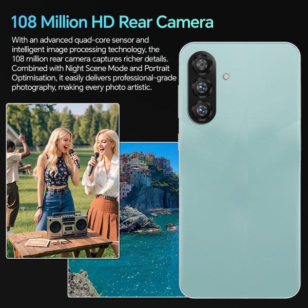 解鎖手機 R56 Ultra 5G,12+512GB 解鎖手機,48MP+108MP 雙攝像頭,5000mAh 電池,5G 雙SIM卡智慧型手機,7 吋 HD 螢幕,Android 14.0,Face ID/GPS(鈦白) - Image 7