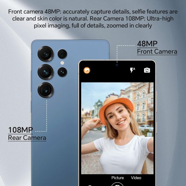 解鎖手機 F25 Ultra,12GB + 512GB,5G Android 14 手機,7 吋 OLED 顯示器,108MP+48MP 相機,大型電池 5000mAh, 內建筆,臉部識別,GPS,雙 SIM 卡智慧型手機(粉紅色) - Image 6