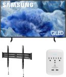 Samsung 三星 QN50Q8FAAFXZA 50 吋 QLED Q8F 4K Vision AI 智慧電視,附華茲固定式安裝座 43-90 電視支架 適用於 43-99 吋電視和琥珀色保護 3 插座電湧保護器 (2025)