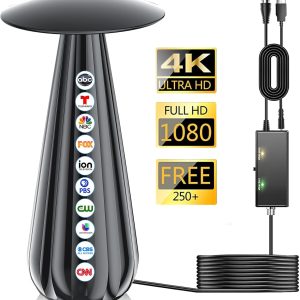 2800+ 英里範圍電視天線 室內 2025 數位天線 適用於智慧型電視 HDTV 天線 適用於本地頻道 帶信號放大器 支援 4k 8k 1080p 所有電視 - 45 英尺(約 11.6 公尺)同軸電纜