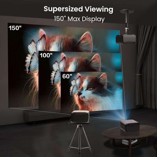 OmniStar 4K Projector with WiFi and Bluetooth, Mini Projector for Iphone 1080P Full HD with Speaker, Auto Focus/1500 ANSI/WIFI6/5G, 200" Display Compatible with iOS/Android/HDMI/USB/TV Stick L80 - Image 5