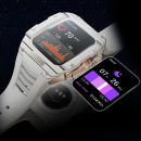 VERTU H1 男款智慧型手錶,碳纖維機械智慧型手錶,適用於 Android 的 1.8 英吋(約 4.8 公分)藍寶石顯示器,接聽/撥打電話,健身手錶,血氧,心率和 100 多種運動模式(白色和金色)
