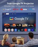 Google TV Projector 4K Support - CiBest Smart Projector with WiFi 6 and Bluetooth, Outdoor Movie Proyector Full-Sealed Optical Engine 3000 ANSI Home Ceiling Projector with Autofocus, Streaming Apps