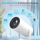 迷你投影機 便攜式 Proyector 4K 支援 全高清 1080P 小型投影機 附 270° 可旋轉支架 電影投影機 相容於電視棒/智慧型手機/HDMI/USB 適用於臥室 / 戶外露營