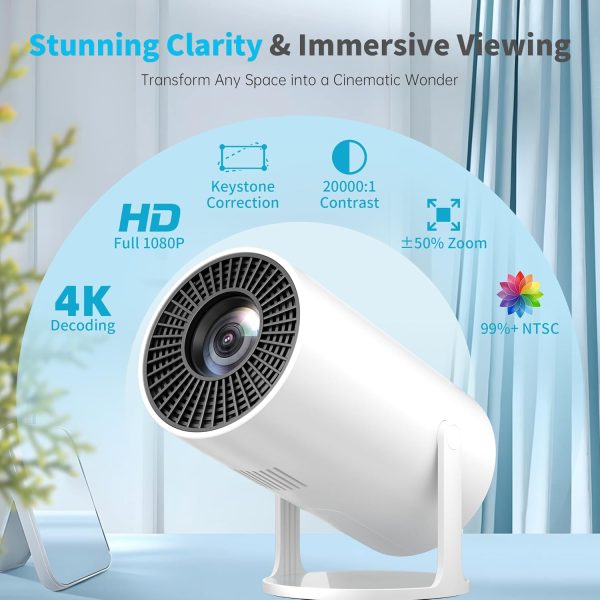 迷你投影機 便攜式 Proyector 4K 支援 全高清 1080P 小型投影機 附 270° 可旋轉支架 電影投影機 相容於電視棒/智慧型手機/HDMI/USB 適用於臥室 / 戶外露營 - Image 2
