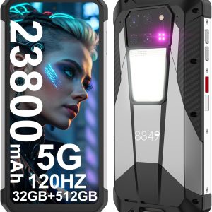 8849 Tank 3 堅固智慧型手機,23800mAh 5G 戶外堅固手機解鎖,32GB RAM+512GB ROM,7 吋防水 Android 13 手機,200MP 主相機/OTG/GPS(僅限 T-Mobile 和 Verizon )