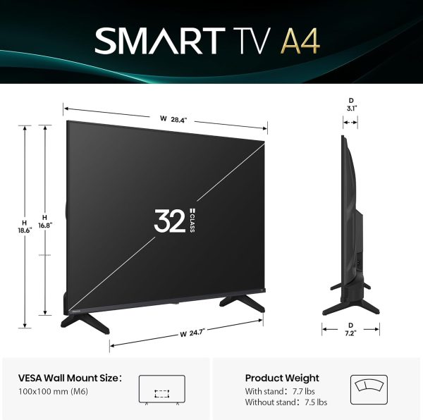 Hisense 32 吋 A4 系列 HD 智慧型 Fire TV (32A4HNF) - 全陣列 LED,HDR10,DTS Virtutual:X,超薄邊框設計,Alexa 內建 - Image 2