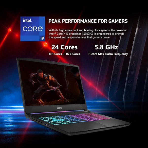 MSI Katana 15 HX 15.6 吋 165Hz QHD+ 電競筆記型電腦:Intel Core i9-14900HX、NVIDIA Geforce RTX 5070、32GB DDR5、1TB NVMe SSD、RGB 鍵盤、Win 11 Home:黑色 B14WGK-016US - Image 3