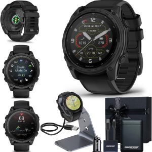 Garmin tactix 8 太陽能:AB Elite Edition 高級戰術 GPS 智慧型手錶 | 應用彈道精英求解器、隱形模式、手電筒、地形映射、健康指標,附簽名系列禮品包