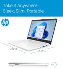 HP 14 吋超輕筆記型電腦,適用於學生和家中 (Intel 四核心 N4120、4GB RAM、128GB(64GB + 64GB SD)、1 年 Office 365) 11 小時長效電池續航力、網路攝影機、WiFi、Win 11 Home in S 模式 - 雪白