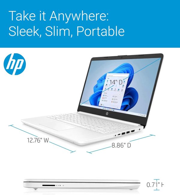 HP 14 吋超輕筆記型電腦,適用於學生和家中 (Intel 四核心 N4120、4GB RAM、128GB(64GB + 64GB SD)、1 年 Office 365) 11 小時長效電池續航力、網路攝影機、WiFi、Win 11 Home in S 模式 - 雪白 - Image 7