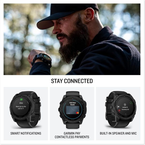 Garmin tactix® 8 51 公釐,太陽能充電顯示器,精英,高級戰術 GPS 智慧型手錶,包括應用彈道精英™ 求解器,鈦金屬錶圈,藍寶石鏡片,40 公尺潛水等級 - Image 4