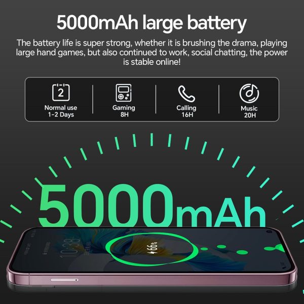 C56 Ultra 5G Unlocked Phones, Smartphone Android 14, 12GB+512GB Unlocked Android Phones, Snapdragon888, 5000mAh, 48+108MP Camera, 6.8“ HD Screen, Dual SIM+Memory Expansion, White - Image 2