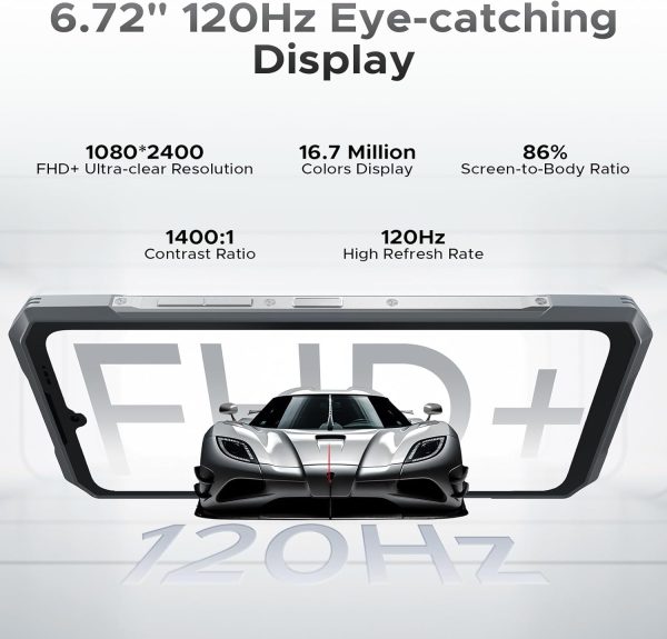 DOOGEE Blade GT Ultra 5G Rugged Smartphone with LED Light Effect, 36GB+512GB/2TB DDR5 Rugged Phone,4nm Dimensity D7300,6.72" FHD+120Hz, AI 100+32MP Android 14 Gaming Phones,Face & Finger ID/WIFI6 - Image 4