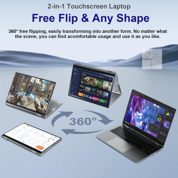 jumper 16 吋筆記型電腦,可轉換筆記型電腦,附四核心(最高 3.4GHz),16GB DDR5 RAM 640GB 儲存空間,360 度觸控螢幕,背光鍵盤,指紋讀取器,BT5.2,WiFi6 - Image 2
