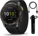 Wearable4U - Garmin Enduro 2 智慧型手錶,碳灰色 DLC 鈦金屬,附黑色尼龍錶帶,長效的 GPS 電池壽命,太陽能充電,預載地圖,附電子銀行套組