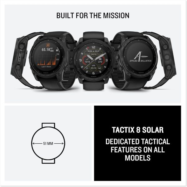 Garmin tactix® 8 51 公釐,太陽能充電顯示器,精英,高級戰術 GPS 智慧型手錶,包括應用彈道精英™ 求解器,鈦金屬錶圈,藍寶石鏡片,40 公尺潛水等級 - Image 7