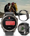 Wearable4U Garmin Fenix 8 Pro - 51 公釐 AMOLED 藍寶石高級連接多項運動 GPS 智慧型手錶,inReach 技術,鈦合金附石墨/黑色矽膠錶帶附黑色耳塞組