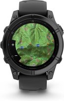 Garmin Fenix E – 47 公釐,AMOLED,高級多運動 GPS 智慧型手錶,長效電池壽命,板岩灰色鋼,帶黑色矽膠錶帶,附可穿戴式4U 白色耳塞組