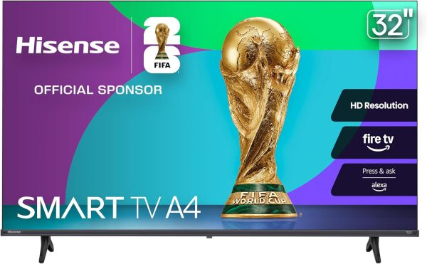 Hisense 32 吋 A4 系列 HD 智慧型 Fire TV (32A4HNF) - 全陣列 LED,HDR10,DTS Virtutual:X,超薄邊框設計,Alexa 內建
