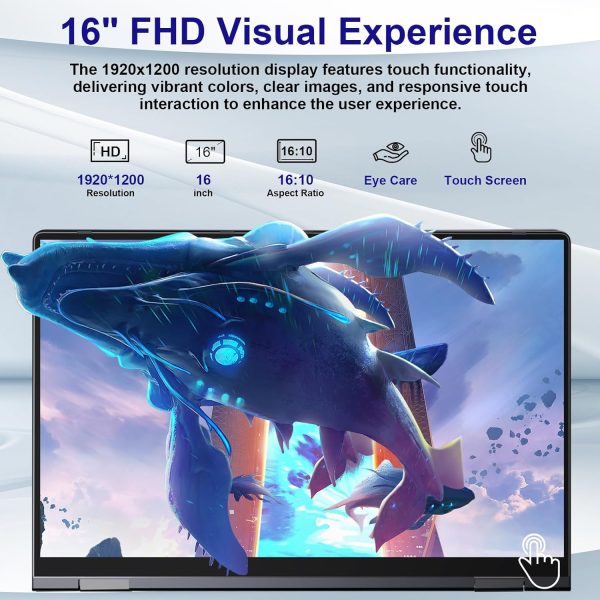 jumper 16 吋筆記型電腦,可轉換筆記型電腦,附四核心(最高 3.4GHz),16GB DDR5 RAM 640GB 儲存空間,360 度觸控螢幕,背光鍵盤,指紋讀取器,BT5.2,WiFi6 - Image 6