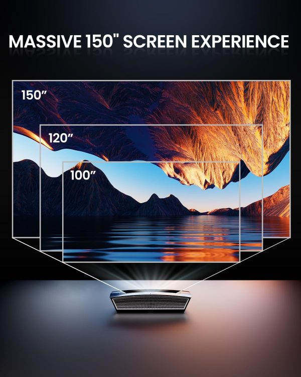 4K 智慧型投影機,附 Wifi 和藍牙,1080P 全高清投影機,附揚聲器,3000 ANSI,WIFI6/5G,超短投擲,三個 UHD 雷射電視,HDR10 151 英吋,家庭臥室投影機 H6 - Image 7