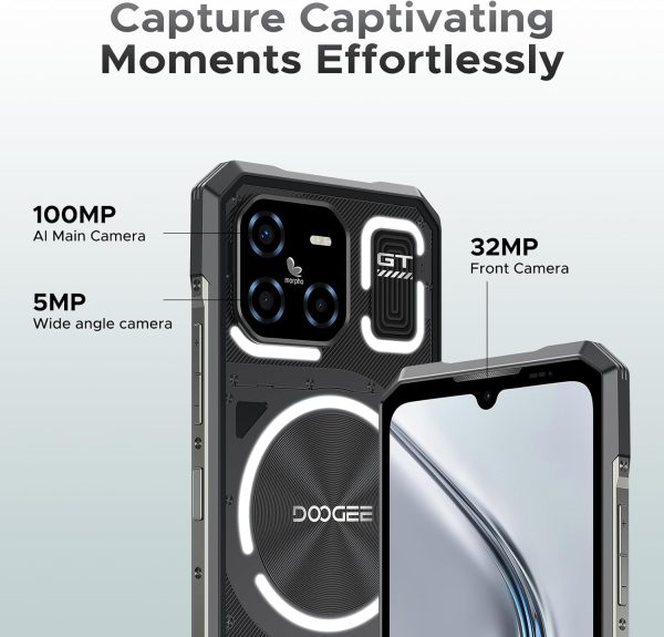 DOOGEE Blade GT Ultra 5G Rugged Smartphone with LED Light Effect, 36GB+512GB/2TB DDR5 Rugged Phone,4nm Dimensity D7300,6.72" FHD+120Hz, AI 100+32MP Android 14 Gaming Phones,Face & Finger ID/WIFI6 - Image 7