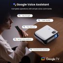 官方授權的 Google TV 智慧型投影機,HAPPRUN 4K UHD 家庭影院,杜比音效、Wi-Fi 和藍牙,內建串流應用程式,與遊戲機與智慧型手機相容,室內和室外使用