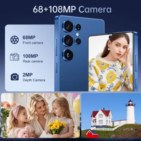 I25 Ultra 智慧型手機 16GB+512GB Android 14 智慧型手機 7 吋 FHD+ 顯示器 7000mAh 電池 108MP + 68MP 雙相機 內建筆式觸控筆,高效能大記憶體 (藍色) - Image 2