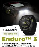 Wearable4U Garmin Enduro 3 – 51 公釐,太陽能、藍寶石、超高性能 GPS 智慧型手錶,碳灰色 DLC 鈦金屬搭配黑色 UltraFit 尼龍錶帶白色耳塞組