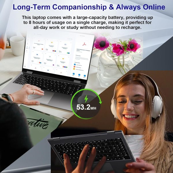 jumper 16 吋筆記型電腦,可轉換筆記型電腦,附四核心(最高 3.4GHz),16GB DDR5 RAM 640GB 儲存空間,360 度觸控螢幕,背光鍵盤,指紋讀取器,BT5.2,WiFi6 - Image 8