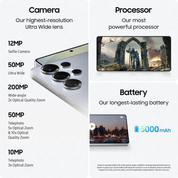SAMSUNG 三星 Galaxy S25 Ultra,512GB 智慧型手機,解鎖 Android,AI 夜間模式相機,Snapdragon 8 Elite 快速處理器,5000mAh 電池,內建 S 筆,2025 美國 1 年保修,鈦銀藍色 - Image 6
