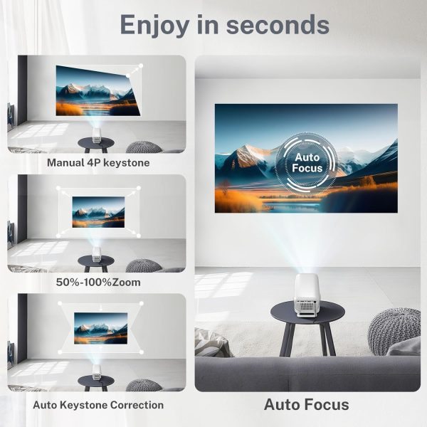 智慧型投影機 Android OS,原生 1080P Full HD 4K 支援 12000 流明,內建應用程式、電焦點和自動梯形可攜式投影機,附杜比音效、WiFi和藍牙,相容於 iOS/HDMI - Image 5